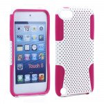 Wholesale iPod Touch 5 Mesh Hybrid Case (White-Pink)